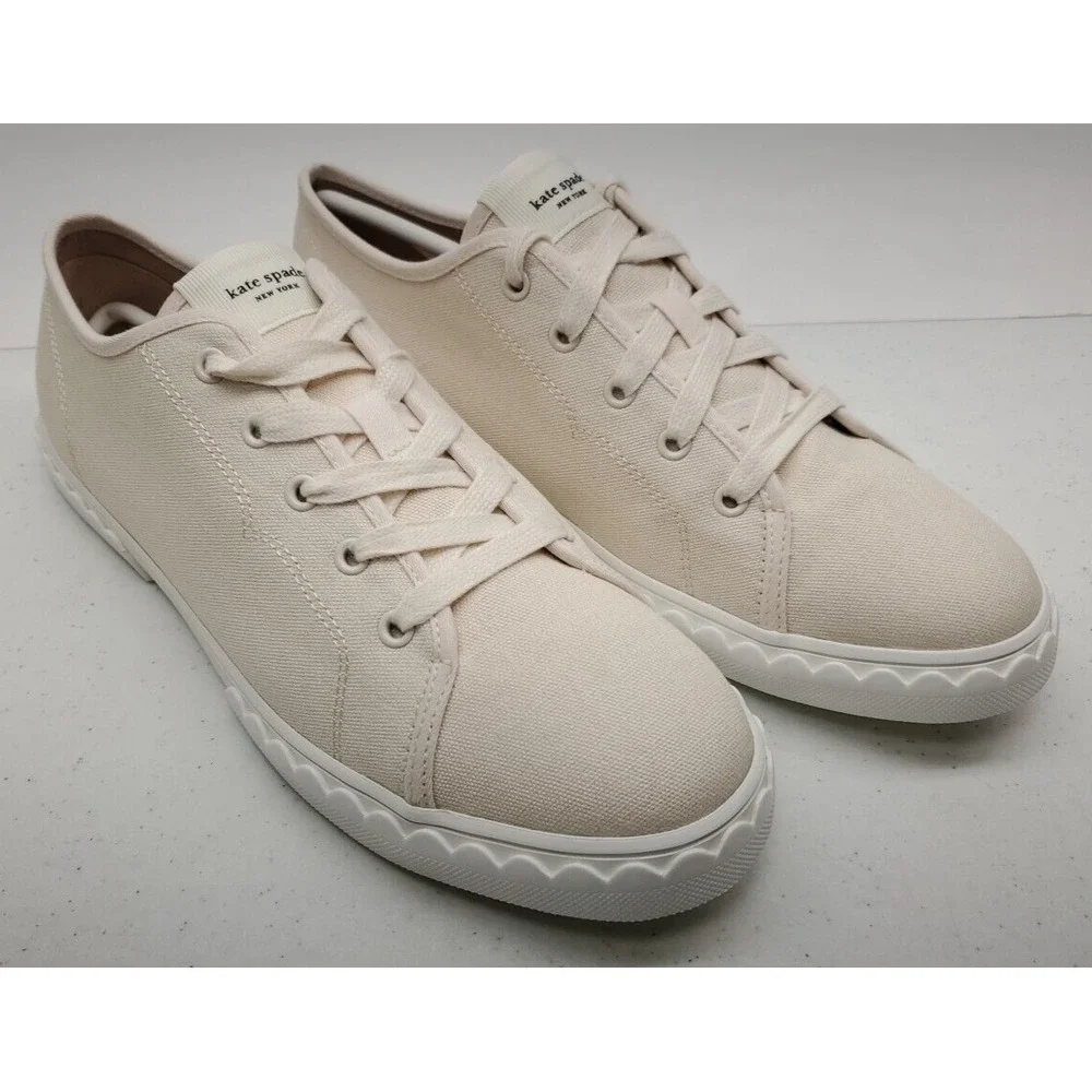 Kate‎ Spade Vale Canvas Sneakers Women's 9.5B Parchment Beige K3813 New/Blemish